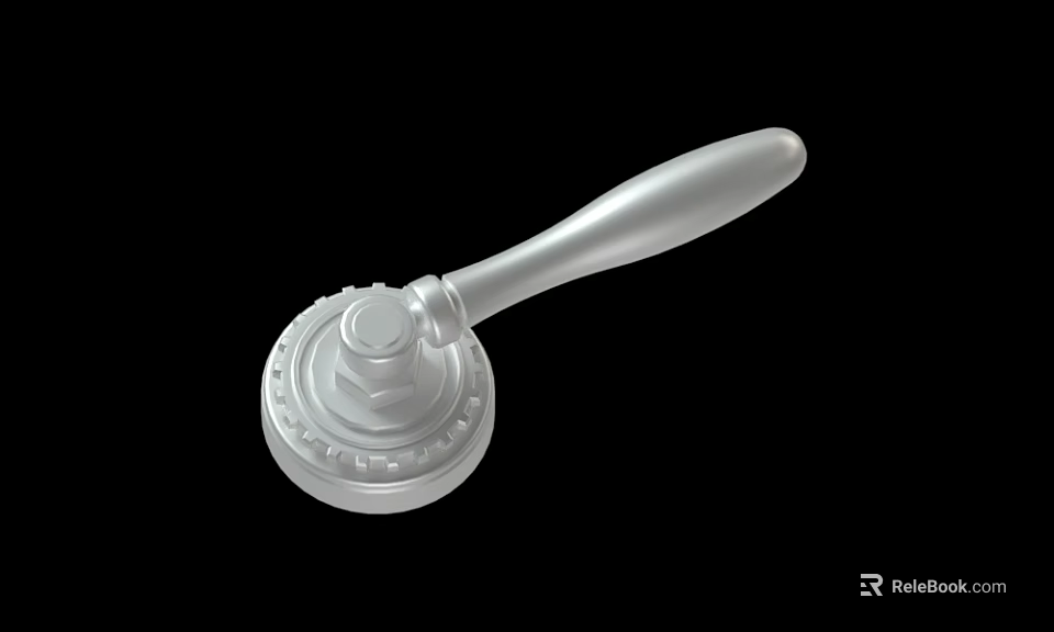 Silver Wax Seal Stamp With Long Handle And Decorative Round Base 3d model 