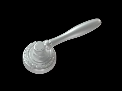 Silver Wax Seal Stamp With Long Handle And Decorative Round Base 3d model