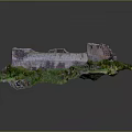Ancient Castle Ruins Scenic View With Stone Walls And Green Grass Landscape