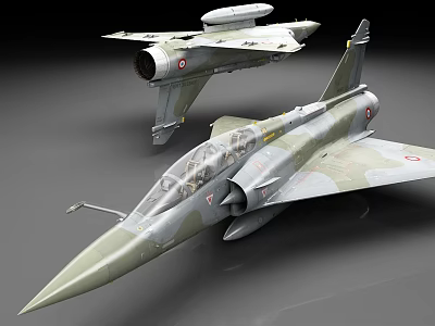 Two Military Fighter Airplane Models With Camouflage Paint And Detailed Cockpit Design 3d model