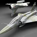 Two Military Fighter Airplane Models With Camouflage Paint And Detailed Cockpit Design