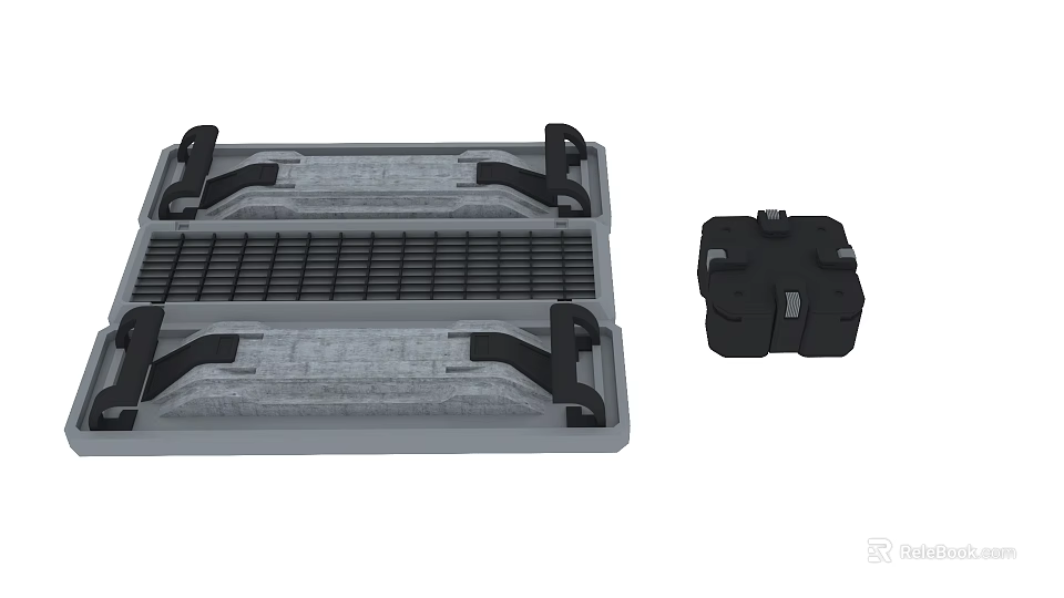 Industrial Equipment Structural Components Featuring Metal Panels And Black Connector Parts 3d model 