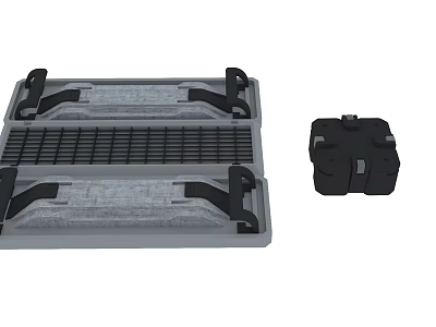 Industrial Equipment Structural Components Featuring Metal Panels And Black Connector Parts 3d model