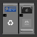 Stainless Steel Dual Trash And Recycling Bins With Recycling Symbol And Trash Icon