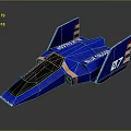 Blue North Star 07 Spacecraft Model With Red White Striped Wings And Sleek Design