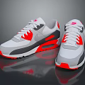 Comfortable Stylish White Gray And Red Casual Sneakers With Air Cushion Design