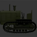 Green Tracked Tractor Model With Cabin And Mechanical Structure Details 3d model