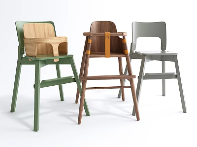Modern Kids Chairs With Wooden Frames And Multiple Color Options 3d model