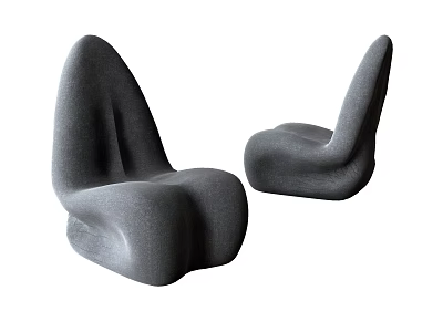 Modern Gray Single Seater Sofa With Unique Curved Plush Fabric Design 3d model
