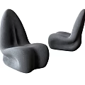 Modern Gray Single Seater Sofa With Unique Curved Plush Fabric Design