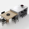 Island Dining Table and Chair Bar 3d model