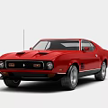 Red Classic Ford Mustang Muscle Car Two Door Coupe With Hood Scoop And Alloy Wheels