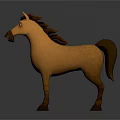 Cartoon Brown Horse Character 3D Model With Mane And Standing Pose 3d model