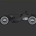 Futuristic Black Striped Car with Open Cockpit Large Illuminated Wheels and Sleek Design