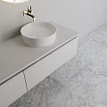 Modern Bathroom Interior With White Countertop Sink And Marble Floor Tiles