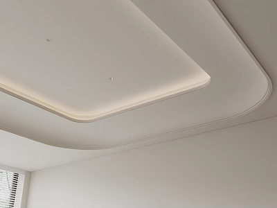 Modern Ceiling Design With Recessed Lighting And Smooth White Layered Finish 3d model