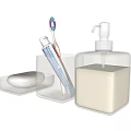 Essential Daily Washing Products With Toothbrush Toothpaste Hand Soap And Soap Dish