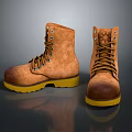 Brown Leather Boots With Yellow Sole And Decorative Star Pattern Design 3d model