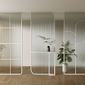 Cream wind glass partition screen 3d model