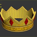Shiny Golden Crown With Red Gemstones And Intricate Decorative Patterns
