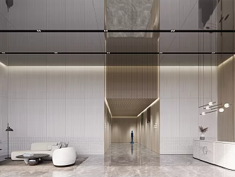 Modern Front Desk Lobby 3d model