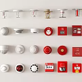 Public Facility Fire Safety Equipment With Smoke Detectors Alarm Buttons And Extinguisher Cabinets