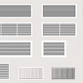 Various Air Vent And Grille Designs With Rectangular Shapes And Grid Patterns 3d model