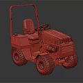 Red And White Lawn Mower With Black Seat And Steering Wheel Design