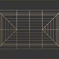 Golden Metal Frame Structure With Geometric Design Architectural Model On Dark Background And Reflection 3d model