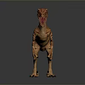 Realistic Reddish Brown Dinosaur Model With Open Mouth And Detailed Skin Texture