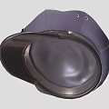 Dark Blue Police Hat Featuring Silver Badge Black Leather Strap and Brim