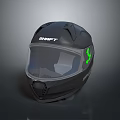 Shaft Black Motorcycle Helmet With Green Logo And Transparent Visor Protective Gear For Riders