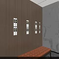 Modern Office Corridor Featuring Blue Wall Reception Desk Hanging Pendant Lights And Glass Door