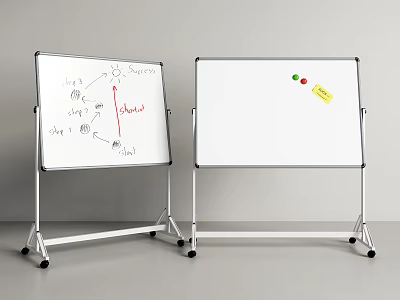 Double Whiteboards With Hand Drawn Musical Instruments Art Supplies Stands And Wheels 3d model