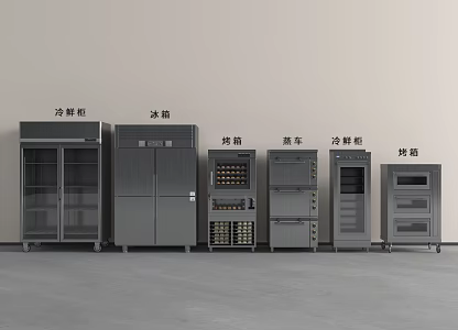 Modern Cold Fresh Cabinet Refrigerator Oven Steaming Truck 3d model