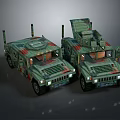 Two Military Green Camouflage Tanks With Antennas And Weapon Equipment