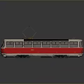 Vintage Red And White Electric Train With Pantograph On Roof Number 27