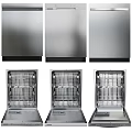 Stainless Steel Dishwashers Modern Kitchen Appliances With Visible Interior Racks And Units