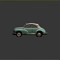 Vintage Green Convertible Car With Canvas Top And Classic Design Elements