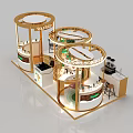 COLORET Cosmetics Exhibition Booth With Golden Frame Product Displays And Model
