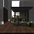 Modern Office Building Entrance Gate with Glass Curtain Wall and People Entering Exiting