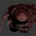 Fantasy Creature Character With Red Pink Body Tentacle Limbs And Black Spiked Top