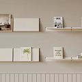 Stylish White Wall Shelves On Beige Wall With Books Decorations And Magazines