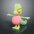 Animated Creature Character Green Body Pink Belly Big Eyes Outstretched Arms Green Tail