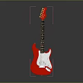 Red Electric Guitar Musical Instrument with White Panel and Glossy Body Design