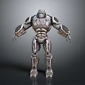 Futuristic 3D Game And Movie Character With Muscular Build And Metallic Mechanical Armor