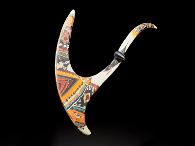 Artistic V Shaped Decorative Ornament With Colorful Geometric Patterns For Home Decor 3d model