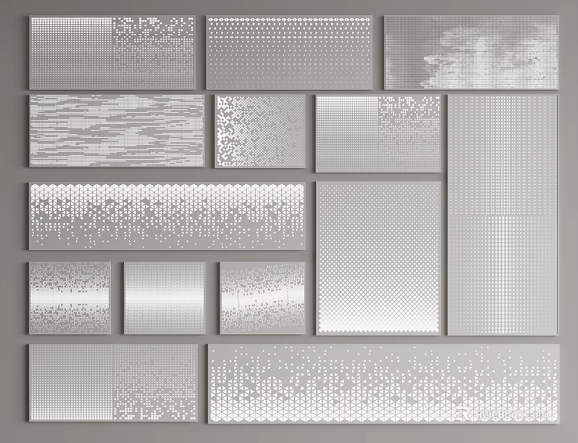 Various Textured And Patterned Metal Background Wall Panels With Different Designs And Styles 3d model 
