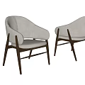 Modern Minimalist Dining Chair With Light Beige Upholstered Seat And Wooden Legs