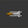 Realistic Space Shuttle with Rocket Booster Orange White Yellow Stripe 3D Rendering on Gray Background 3d model